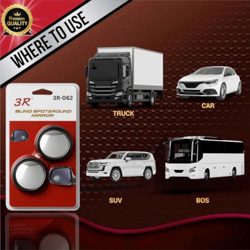 Image of DEZI 3R Blind Spot Mirrors HD Glass Car Accessories, 360 Safety Convex Rear View, Wide Angle Adjustable Mirror (2 Pcs) (3R-062, Round HD Convex)