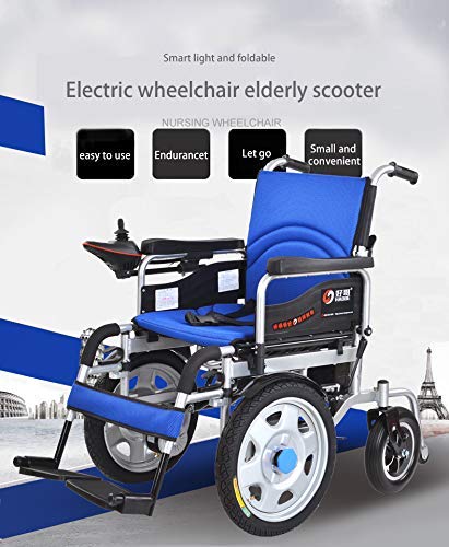 Grande Ruota Anteriore Portatile Ruote Pieghevoli Leggere Sedia a rotelle elettrica elettrica Sedia a rotelle elettrica Pieghevole Bracci Pieghevoli e poggiagambe elevabili,