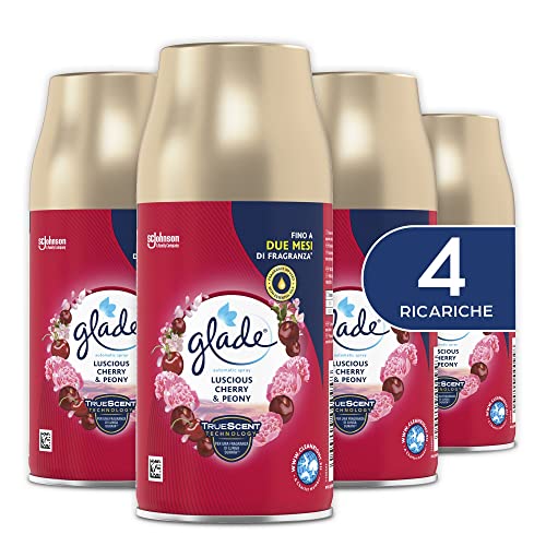 Glade Automatic Spray Profumatore per Ambienti, Cherry & Peony, 4 Ricariche