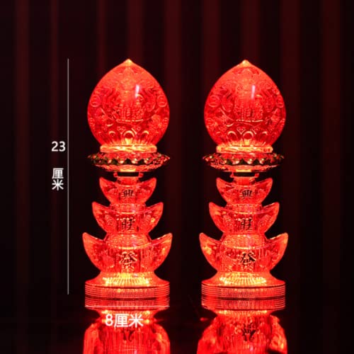 XIALON 1 Pair 23cmGod of Wealth Lamp Electric Candlestick Supply Buddha Led Light Eternal Candle Lamp Smokeless