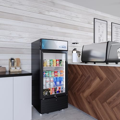 Image of KoolMore 6 Cu. Ft. Commercial One Glass Door Display Upright Beverage Refrigerator Cooler Merchandiser - 21.4 in. x 24.4 in. x 52.7 in. ETL Listed [Black] (KM-MR-1GD)