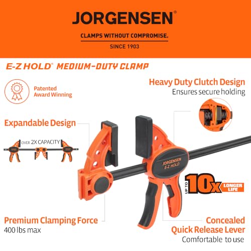 Image of Jorgensen 36 inch E-Z Hold Medium-Duty Bar Clamps, 400 lbs Load Limit, 2-Pack