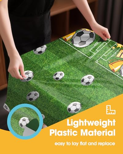 Image of Niuara Soccer Table Cloth - 4 Pack 54 inch x 108 inch Disposable Tablecloths for 6FT Tables, Soccer Party Decorations for Birthday, Theme Party & World Cup 2026