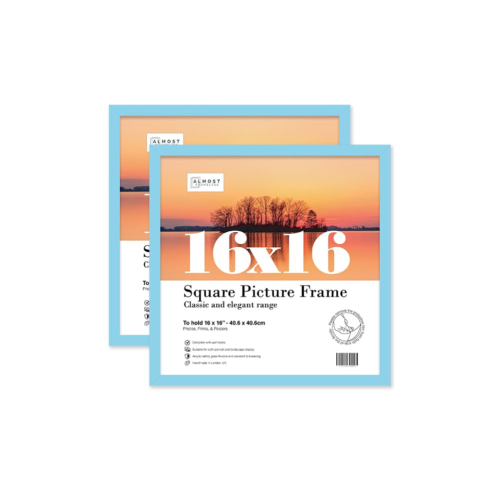 Almost Frameless 16x16 Light Blue Picture Frame Set of 2, Display 16x16 Picture Gallery Wall, Poster, Photo, Artwork, or Print, Light Blue, Square โ image 1