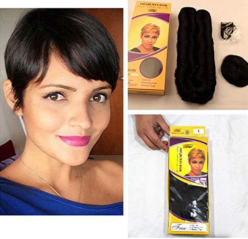 27 Pieces Weaving Bump Hair ，Straight Weave with 1# Black Color Hair Pieces Single Weft Natural Hair Synthetic Human Hair