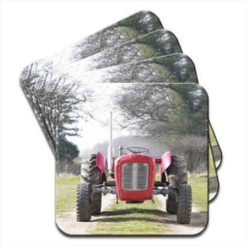 Fancy A Snuggle Red Tractor In Field Set Of 4 Coasters