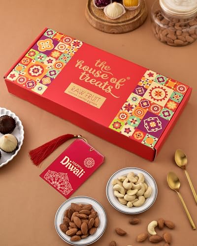 Image of Hyperfoods Diwali Hamper Diwali Gifts For Employees Diwali Gift Items Diwali Gift Hamper Diwali Gift Box Diwali Sweets Gift Box Roasted Cashew Almond With Kaju Katli Diwali DIY Light Lamps