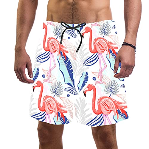 Short de bain pour homme avec doublure en maille respirante et imprimé Pink Flamingo coloré
