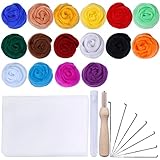 Couleur: comme l'image montre Kit d\'artisanat en Feutre de 16 Couleurs en Feutre de Laine Feuille à Aiguilles Tissu en Tissu ROVING DIY Spinning Moule de Couture Accessoires d\'aiguille