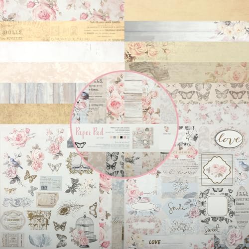 Vintage Scrapbooking Paper Pad 10”x10” 26 Sheets Cardstock