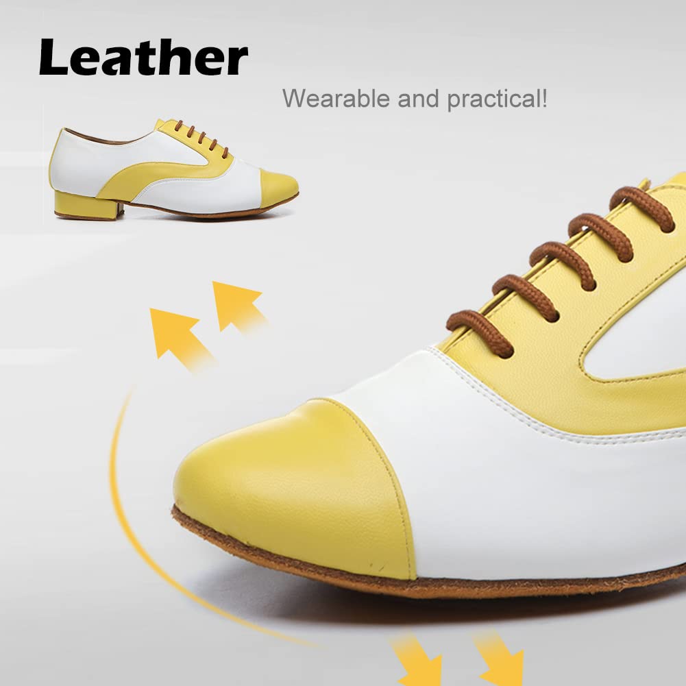 Zapatos de Baile de Salón de Cuero para Hombres Tacón Bajo Práctica L147