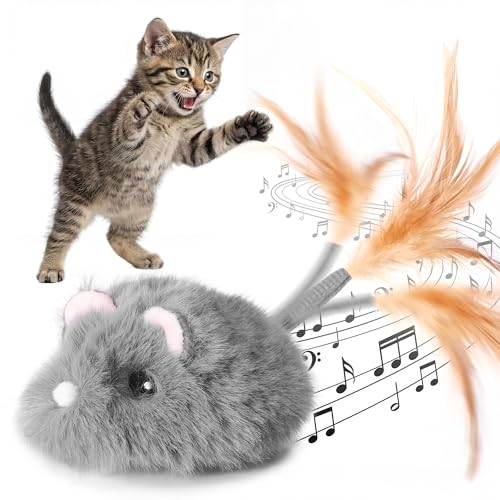 Pawthquake Moving Cat Toy Cat Mouse Toy with Automatically Wagging Tail Plush Mouse Toys for Cats 2026 Upgraded Interactive Cat Toy Squeaky Mouse
