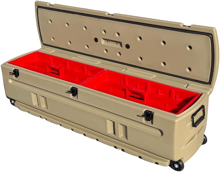 DuHa 70106 Tote Gun and Gear Truck Storage Box | Portable Rolling Toolbox or Gun Case for SUV's, UTVs, Pickup Trucks, and More | Desert Tan Heavy Duty-Multifunctional Organizer | Made in the USA