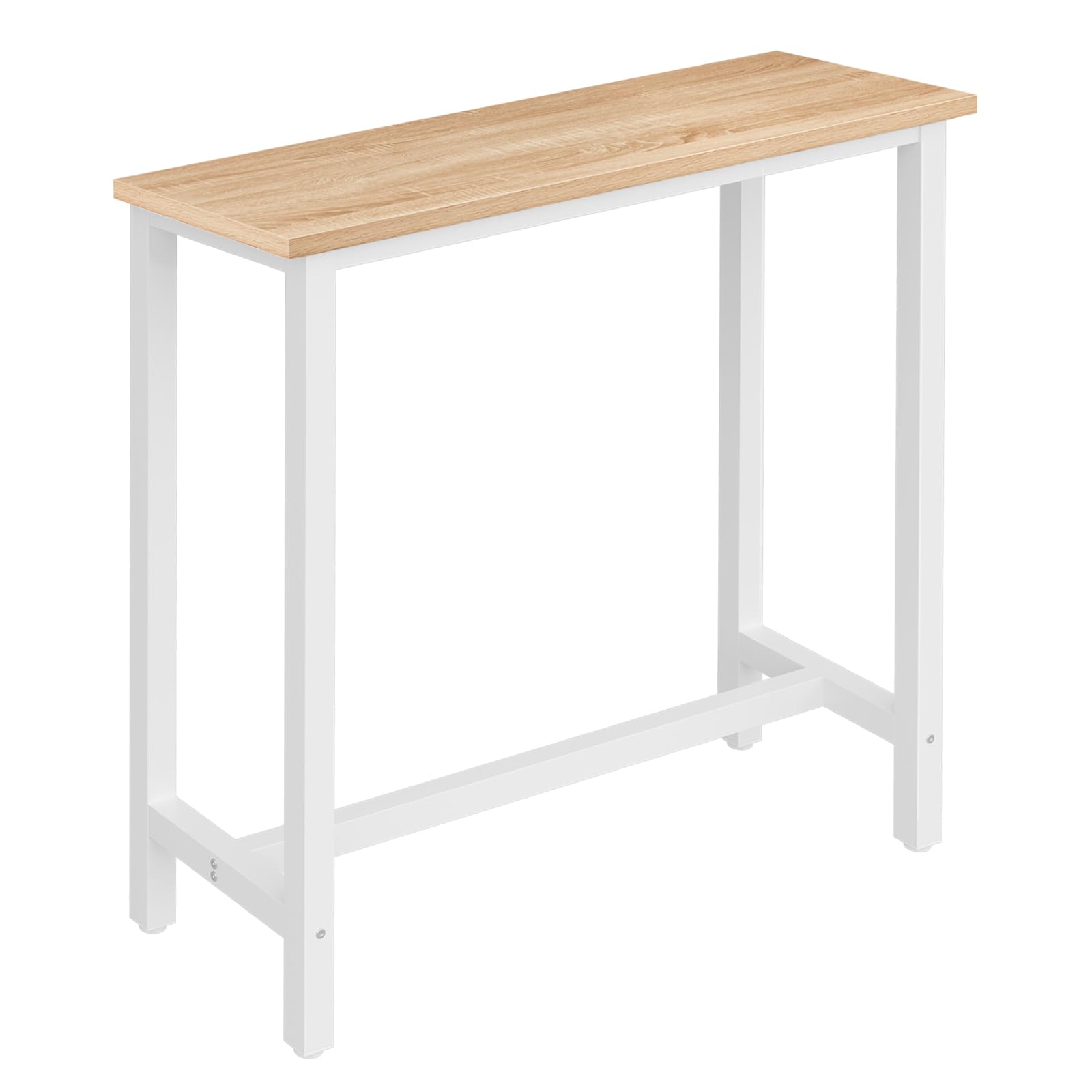 WOLTU Table de Bar Étroite et Haute 100x40x100cm, Table à Manger avec Structure en Métal, Robuste, Chêne Clair