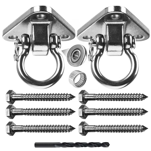 Yyiwhmy 2 Bearing Swing Hangers Heavy Duty 304 Stainless Steel 1500LB Capacity 180°for Yoga Porch Swing Seat Sandbag, Gym