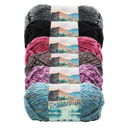 Image of Lion Brand Yarn, Hometown Super Bulky Yarn, Patchwork Pack, 6 Skeins