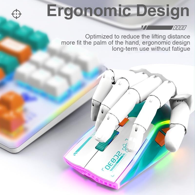 Hand gripping the Aula SC830 mouse, demonstrating its ergonomic shape