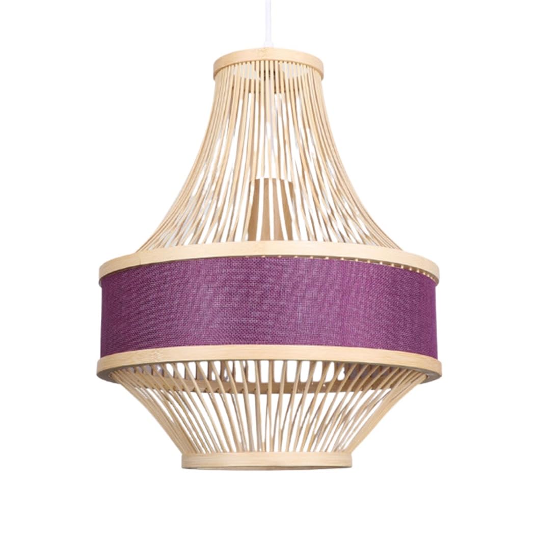 CSSYKV Linen Fabric Pendant Lamp Modern Dining Room Light Fixture 15.7'' Large Bamboo Wicker Lantern Blue Pendant Light Nordic Nursery Room Light for Indoor Dining Room Kitchen Entryway Living Room