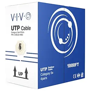 New 1,000 ft bulk Cat5e Ethernet Cable / Wire UTP Pull Box 1,000ft Cat-5e Waterproof Outdoor / Direct Burial / Underground ~ VIVO (CABLE-V003)