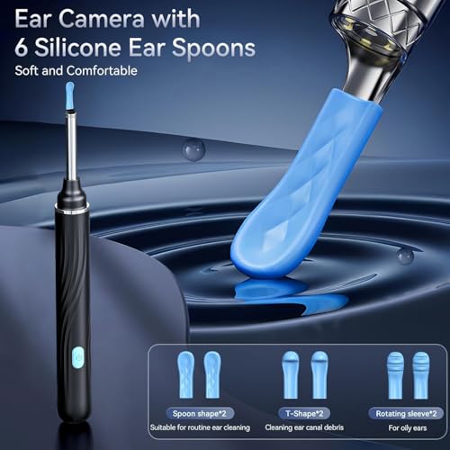 Image of Ear Wax Cleaner with Camera,1080P Ear Cleaning Tool Kit, Wireless EarScope for Adults and Kids, Ear wax Removal Tool with light (Black)