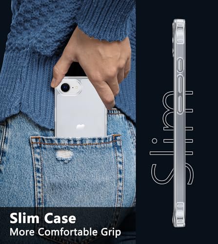Image of FNTCASE for iPhone 17e & iPhone 16e Case Clear: Phone Cases Compatible with Magsafe Slim Anti Yellowing Military Grade Drop Protection Rugged Shockproof Protective Transparent Phone Cover (B-Clear)