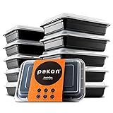 Pakkon Bento Box Food Storage Containers with Easy Tab Airtight Lid (10 Pack) Certified BPA-Free Reusable, Microwavable, Bento Box for Meal Prep Lunch Containers and Portion Control , 28 Oz