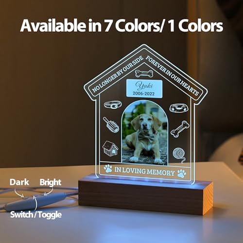 Crezusvo Pet Memorial Gifts for Dogs, Personalized Pet Memorial Night Lights, Dog Memorial Gifts for Loss of Dog, Loss of Dog Sympathy Gift, Dog Bereavement Remembrance Picture Frame
