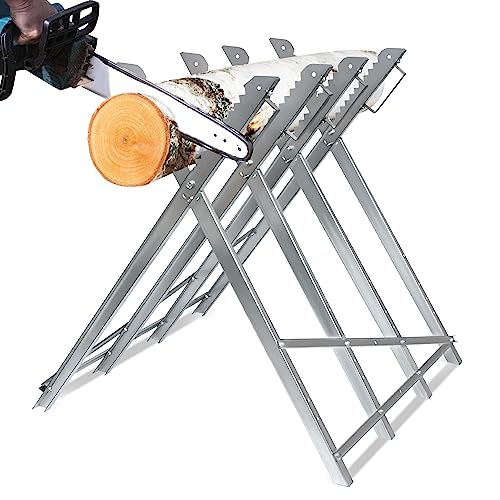 FIVMEN Sägebock Klappbar Holzsägebock Sägegestell Sägehilfe Kettensägebock Verzinkt für Kettensägen Handsägen 82x80 5x79 cm - Silber
