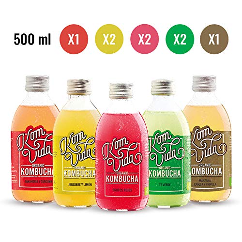 Té kombucha. Komvida. Kit multisabor. 8 botellas de kombucha organic. 500 ml