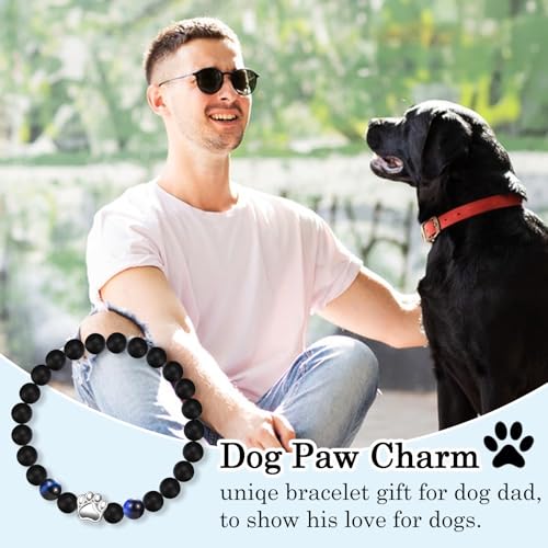 Dog Dad Gifts for Men, Paw Charm Bracelet - Father's Day, Christmas, Birthday Jewelry for Dog Lovers With Sentimental Message Card2