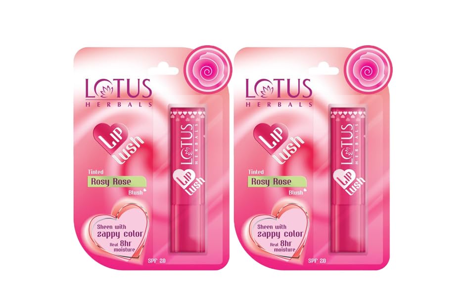 Lotus Herbals Lip Lush Tinted Lip Balm - Rosy Rose Blush | SPF 20 | 8h Moisturisation | 4g (Pack of 2)-image-31