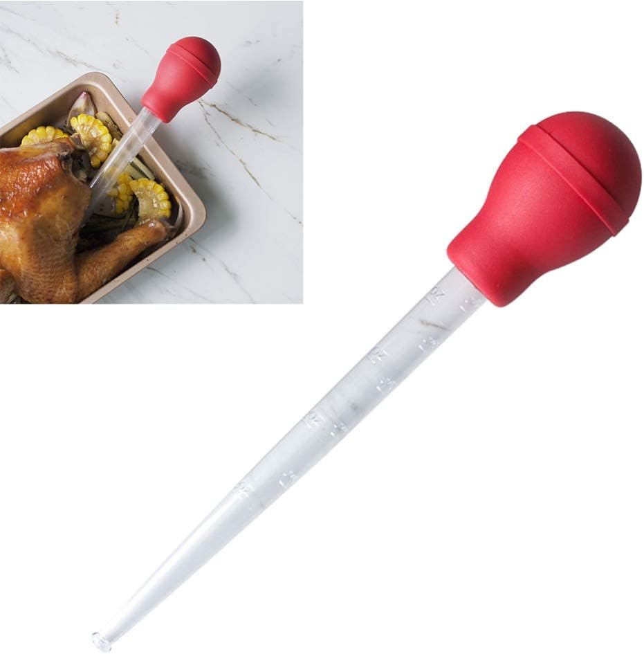 UPKOCH Turkey Baster Chicken Poultry Meat BBQ Baster Syringe Tube Pump Pipe Dropper Kitchen Gadget For Cooking Roasting 30ML (Red): Home & Kitchen