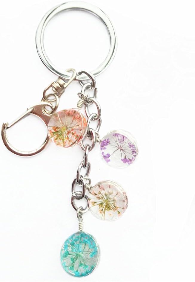 LXMAO Key Chain Women Flower Pattern Keychain Rings With Gift Box