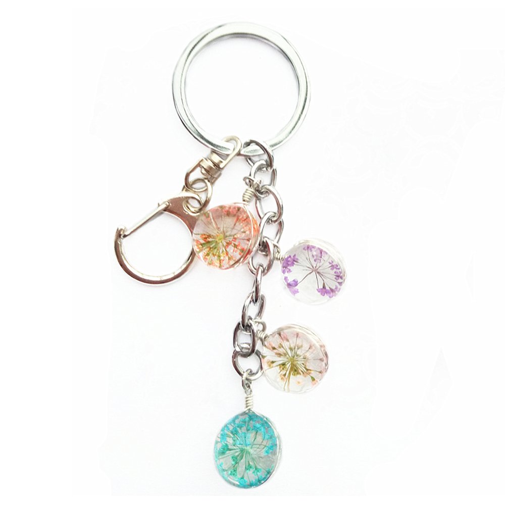 LXMAO Key Chain Women Flower Pattern Keychain Rings With Gift Box