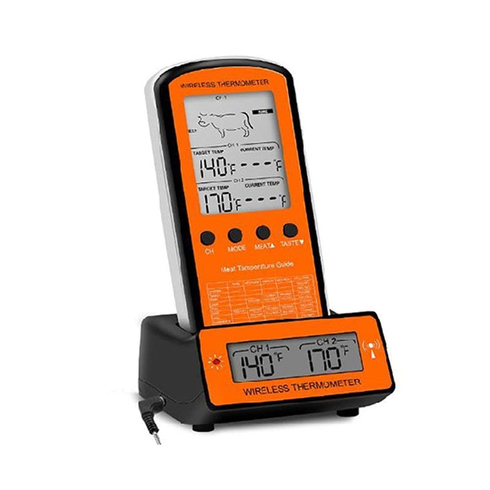 Medidor de temperatura de alimentos inalámbrico con pantalla LCD y sonda dual con 8 modos para horno de barbacoa