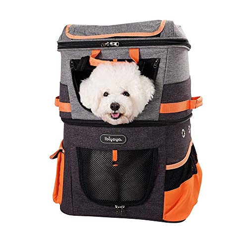 ibiyaya-Dog-and-Cat-Carrier-with-Double-Decker-Compartment-JetPaw-2-Compartement-for-2-Pet-Carrier-for-Cats-Dogs-and-Rabbits-Travel-Friendly-Hiking-Friendly-Dog-Carrier-Black-and-Gray - Cucciolini Doodles   ibiyaya-Dog-and-Cat-Carrier-with-Double-Decker-Compartment-JetPaw-2-Compartement-for-2-Pet-Carrier-for-Cats-Dogs-and-Rabbits-Travel-Friendly-Hiking-Friendly-Dog-Carrier-Black-and-Gray