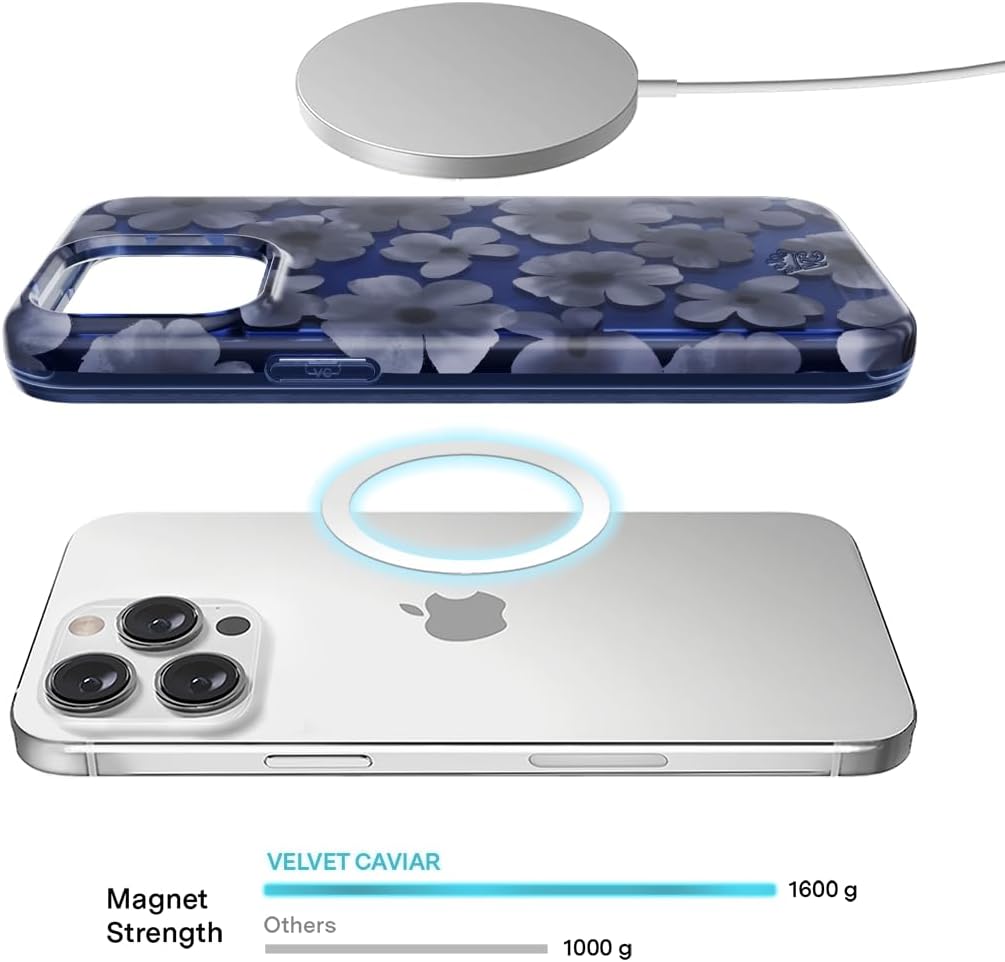VELVET CAVIAR Compatible with MagSafe iPhone 12/12 Pro Case for Women Cute - 10ft Drop Tested - Protective Phone Cover (Midnight Blossom Floral Flowers)