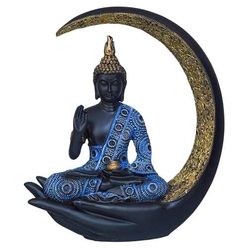 Image of eCraftIndia Multicolor Resin Blessing Buddha Statue with Palm Chand | Lord Buddha Statue for Home Decor Living Room Office | Buddha Showpiece | Buddha Idol Gift for Diwali Buddha Purnima Birthday