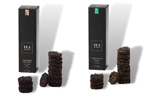 Ilola Loose Leaf Tea Discs Black & Green Tea Bundle | Strawberry Seduction No. 16 & Moroccan Mint No. 26 | Medium & High Caffeine | 14 Tea Discs Per Flavor #TOP27