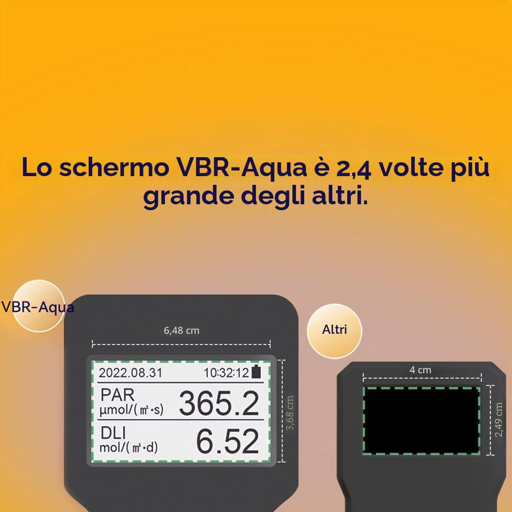 VBR-AQUA IP68 PAR Meter per acquario, Reef.R, G, B PAR Separatamente.Con un'asta telescopica da 3 piedi