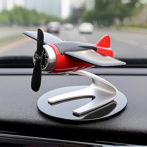 Image of Nostrae by Ekhasa Solar Airplane Car Freshener | Propeller Rotating Dashboard Perfume Diffuser | Solar Powered Aircraft Decoration | Car Aroma Accessory & New Car Gift for Men, Birthday
