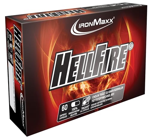 IronMaxx Hellfire – 60 Kapseln | Nahrungsergänzungsmittel mit Pflanzenextrakten, Koffein, Niacin und Cholin | Für aktive Phasen | Hochdosierte Rezeptur