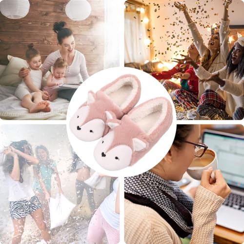 Caramella Bubble Womens Fox Fleece Animal Cozy House Slippers Indoor Outdoor Vacation Slippers for Women3