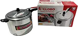 Panela de Pressão em Alumínio Polido, 10 Litros, Sistema de Segurança, 45 x 25 cm