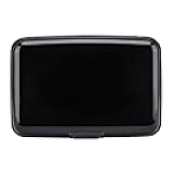 RFID Blocking Credit Card Protector Aluminum ID Case Hard Shell Business Card Holders Metal Wallet for Men or Women (Black)