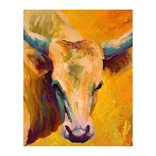 Malen nach Zahlen - kuh tier bison bauernhof grünland landschaft - Malen Nach Zahlen für Erwachsene Kinder DIY Ölgemälde…
