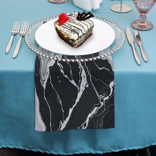 Servilletas de tela con textura mármol blanco y negro 4 unidades miniatura 4
