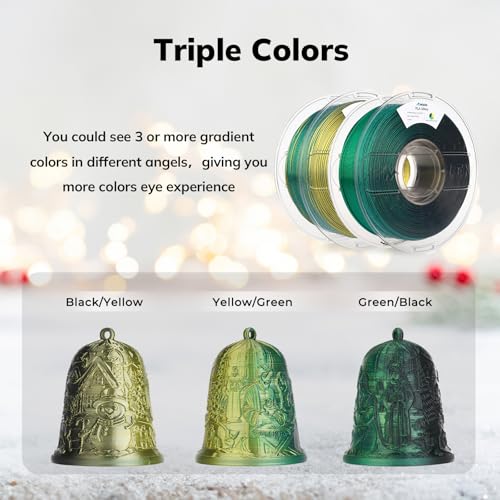 Image of AMOLEN Glitter PLA Filament 1.75mm 3D Printer Filament Shiny Triple Color Black Yellow Green Dimensional Accuracy + /- 0.02mm 1KG /2.2lbs with Sparkles Compatiable with Most 3D Printers
