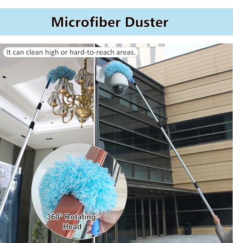 Escobilla de limpieza de cristales de ventana y ducha con mango largo y paño de repuesto para resultados eficaces sin rayas