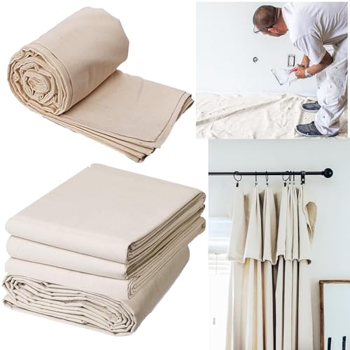 Image of CANVASS Canvas Drop Cloth Tarp Fabric Curtains for Painting - Paint Tarp Supplies Sheet (5.3 feet X 3.3 Feet)